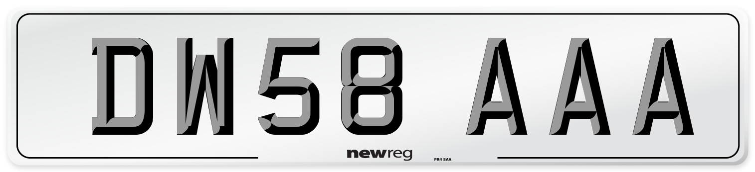 DW58 AAA Number Plate from New Reg